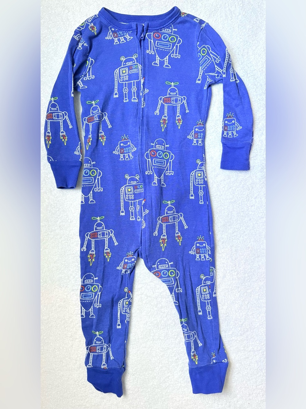 Old Navy Blue Robot Print Footed One-Piece